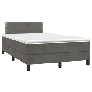 vidaXL Cama boxspring com colch&atilde;o 120x190 cm veludo cinzento-escuro