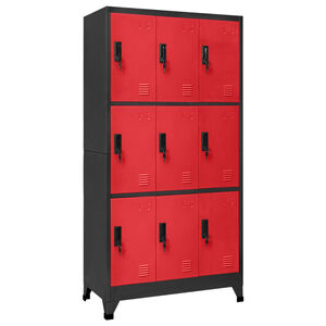 vidaXL Cacifo a&ccedil;o 90x45x180 cm antracite e vermelho