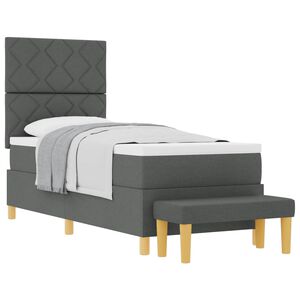 vidaXL Cama Box com cabeceira Cinzento escuro 200 x 80 cm tecido