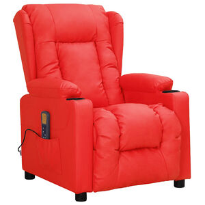 vidaXL Cadeira de massagens couro artificial vermelho