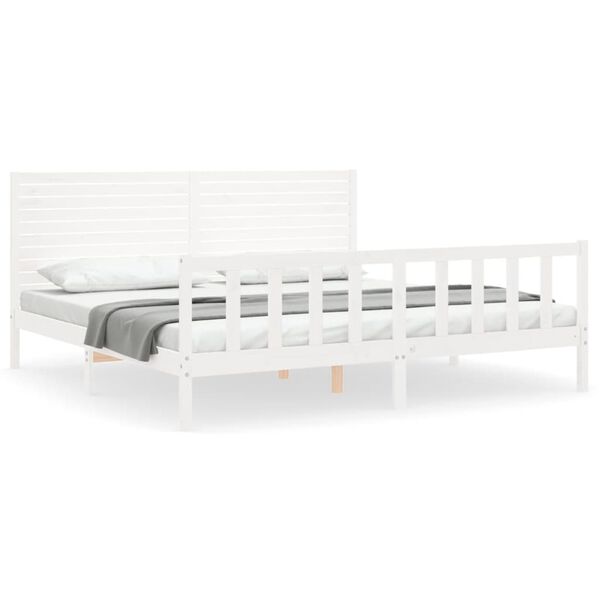 vidaXL Cama sem colch&atilde;o 200x200 cm madeira de pinho maci&ccedil;a branco