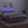 vidaXL Cama box spring c/ colch&atilde;o/LED 140x200 cm veludo rosa