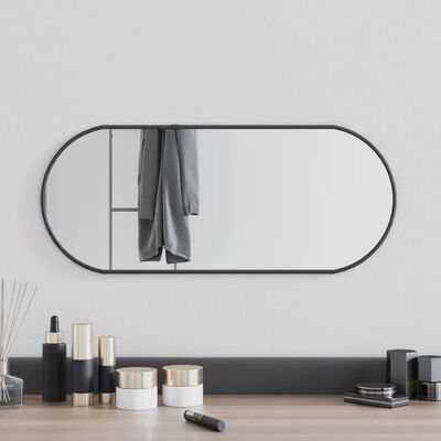 vidaXL Espelho de parede 60x25 cm oval preto