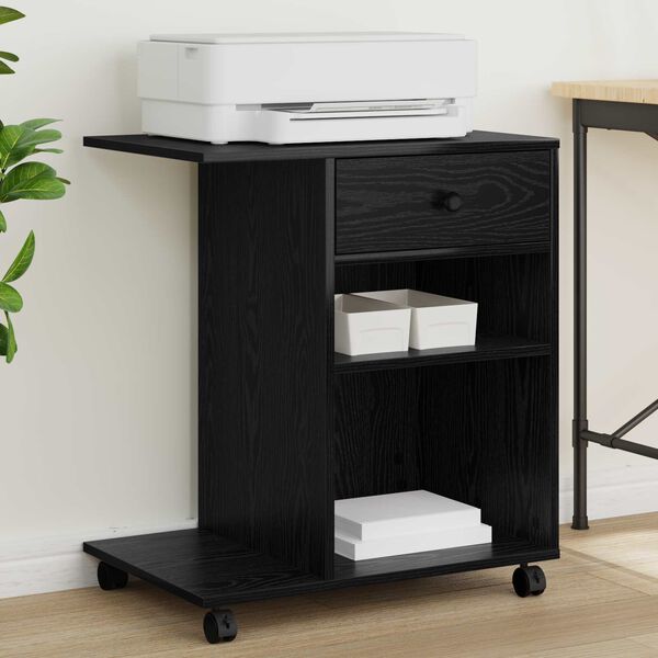 vidaXL Suporte para Impressora Liso Carvalho Preto 60 x 40 x 68.5 cm