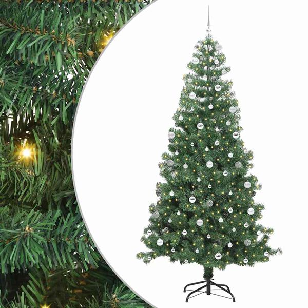vidaXL Árvore de Natal com 300 LEDs com suporte Verde 240 cm PVC