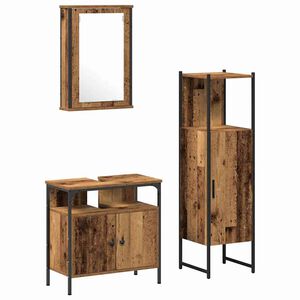 vidaXL Conjunto de M&oacute;veis para Banheiro com porta 3 pcs Castanho