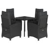 vidaXL 5 pcs conjunto de jantar p/ jardim c/ almofad&otilde;es vime PE preto