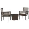 vidaXL Conjunto Bistro de Jardim 3 unid. Castanho vime PE