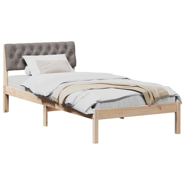 vidaXL Estrutura da cama com cabeceira Marrom e taupe 90 x 200 cm