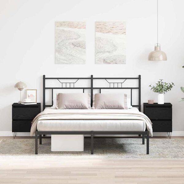 vidaXL Arm&aacute;rio de Cabeceira 2 pcs Carvalho preto 40 x 35 x 50 cm