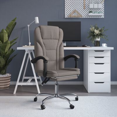 vidaXL Cadeira de escritório reclinável tecido cinzento-acastanhado