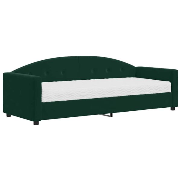 vidaXL Sof&aacute;-cama com colch&atilde;o 80x200 cm veludo verde-escuro