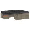 vidaXL 11 pcs conjunto sof&aacute;s de jardim c/ almofad&otilde;es vime PE cinzento