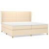 vidaXL Cama com molas/colch&atilde;o 200x200 cm tecido cor creme