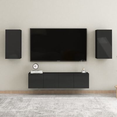 vidaXL Móveis de TV 2 pcs 30,5x30x60 cm contraplacado preto brilhante