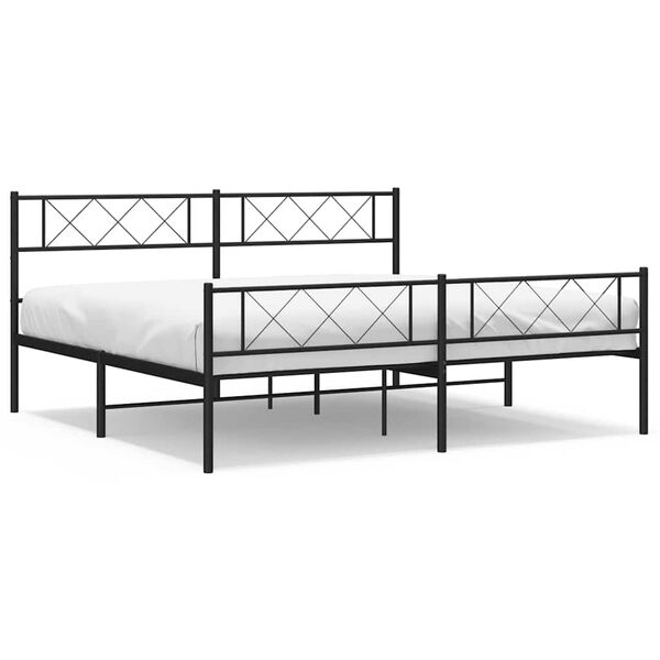 vidaXL Estrutura de cama com cabeceira e pés 193x203 cm metal preto