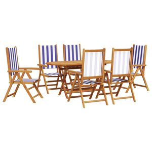 vidaXL Conjunto de Jantar para Jardim 7 pcs Azul e Branco