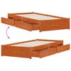 vidaXL Estrutura da Cama com gaveta 3 pcs Marrom Cera Madeira de pinho