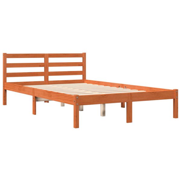 vidaXL Cama sem colch&atilde;o 120x200 cm madeira pinho maci&ccedil;a castanho-mel