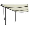 vidaXL Toldo retr&aacute;til manual com postes 6x3,5 m cor creme