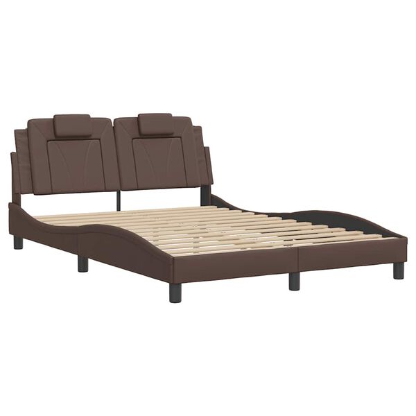 vidaXL Estrutura de cama Viana sem colch&atilde;o 120x200cm couro artificial castanho