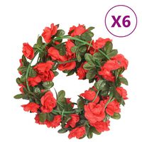 vidaXL Grinaldas de flores artificiais 6 pcs 240 cm vermelho