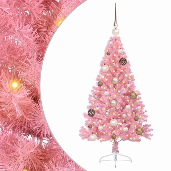 vidaXL &Aacute;rvore de Natal Artificial Pr&eacute;-iluminada Rosa 120 cm PVC