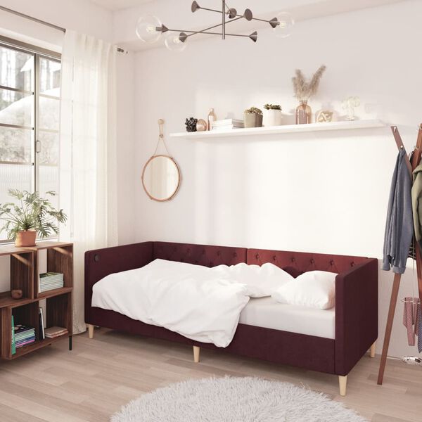 vidaXL Sof&aacute;-cama c/ colch&atilde;o e sa&iacute;da USB 90x200 cm tecido roxo