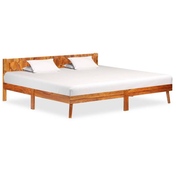 vidaXL Estrutura de cama sem colch&atilde;o 200x200 cm madeira maci&ccedil;a