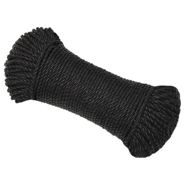 vidaXL Corda de trabalho 3 mm 100 m poli&eacute;ster preto