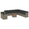 vidaXL 12 pcs conjunto de sof&aacute;s jardim c/ almofad&otilde;es vime PE cinzento