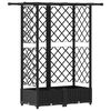 vidaXL Cama Elevada com Treli&ccedil;a e Telhado Preto 124 x 40 x 121 cm PP
