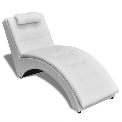 vidaXL Chaise longue com almofada couro artificial branco