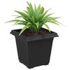 vidaXL Vaso Quadrado para Flores 6 pcs Preto 43 x 43 x 33.5 cm