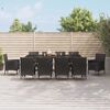 vidaXL 11 pcs conjunto de jantar p/ jardim c/ almofad&otilde;es vime PE preto