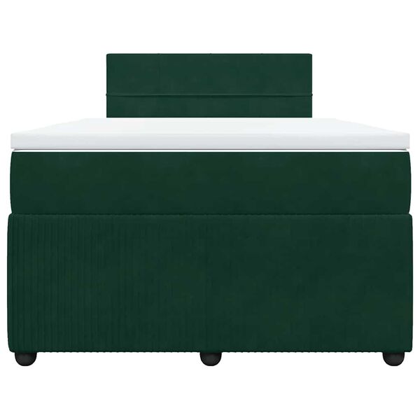 vidaXL Cama boxspring com colch&atilde;o 120x190 cm veludo verde-escuro