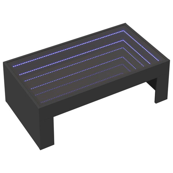vidaXL Mesa de centro com luzes LED Infinity 90x50x30 cm preto