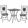vidaXL 3 pcs conjunto bistro em mosaico azulejos cer&acirc;mica preto/branco