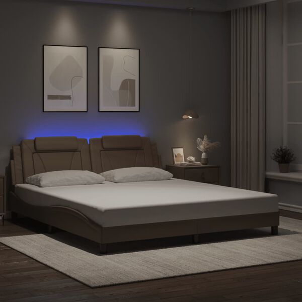 vidaXL Estrutura de cama Viana com LED sem colch&atilde;o 180x200 cm cappuccino