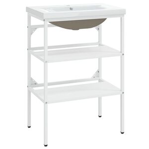 vidaXL Estrutura de lavat&oacute;rio c/ lavat&oacute;rio embutido ferro branco