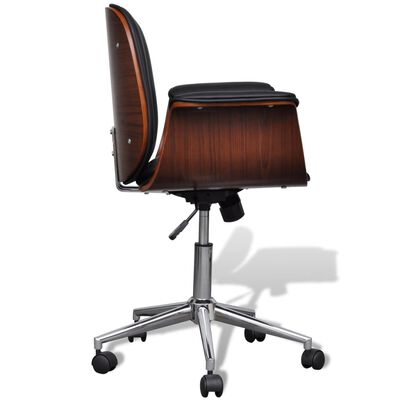 vidaXL Cadeira c/ braços giratória madeira curvada e couro artificial
