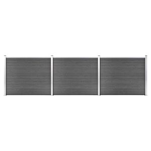 vidaXL Conjunto painel de cerca 526x146 cm WPC preto