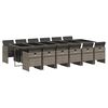 vidaXL 13 pcs conjunto jantar p/ jardim c/ almofad&otilde;es vime PE cinzento