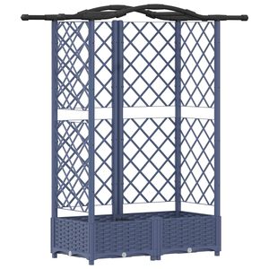 vidaXL Cama Elevada com Treli&ccedil;a e Telhado Cinzento 124 x 40 x 126 cm