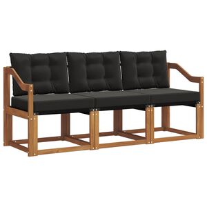 vidaXL Conjunto de Sof&aacute;s para Exterior 3 pcs Natural e Preto
