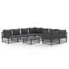 vidaXL 9 pcs conjunto lounge de jardim com almofad&otilde;es a&ccedil;o antracite