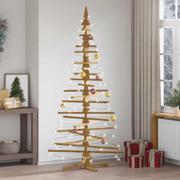 vidaXL &Aacute;rvore de Natal de Madeira com suporte Castanho 210 cm