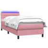 vidaXL Cama box spring c/ colch&atilde;o e LED rosa 90x220 cm veludo