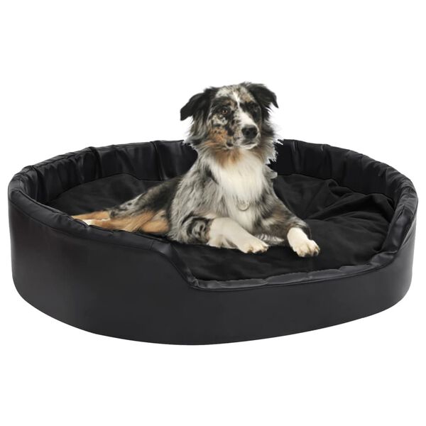 vidaXL Ninho para c&atilde;es 99x89x21 cm pel&uacute;cia e couro artificial preto