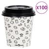 vidaXL Copos de caf&eacute; em papel com tampas 200 ml 100 pcs branco e preto